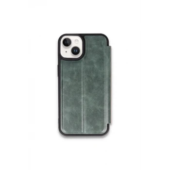 Newface Apple iPhone 15 Kılıf Flip Cover - Koyu Yeşil
