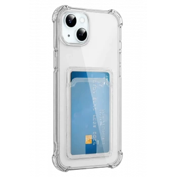 Newface Apple iPhone 15 Kılıf Kart Şeffaf Silikon - Şeffaf
