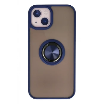 Newface Apple iPhone 15 Kılıf Montreal Yüzüklü Silikon Kapak - Lacivert