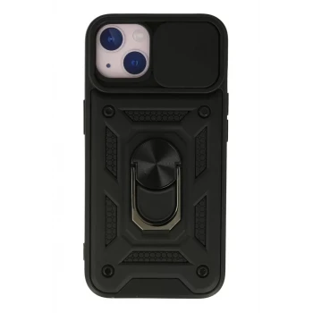 Newface Apple iPhone 15 Kılıf Pars Lens Yüzüklü Silikon - Siyah