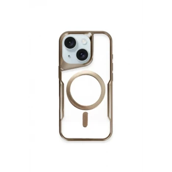 Newface Apple iPhone 15 Plus Kılıf Boyi Magsafe Silikon Kapak - Kahverengi