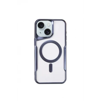 Newface Apple iPhone 15 Plus Kılıf Boyi Magsafe Silikon Kapak - Lacivert