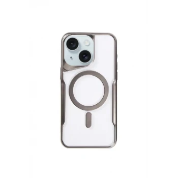 Newface Apple iPhone 15 Plus Kılıf Boyi Magsafe Silikon Kapak - Titan Gri