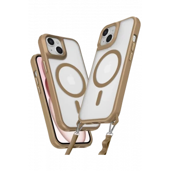Newface Apple iPhone 15 Plus Kılıf Enka Magsafe Silikon Kılıf - Desert