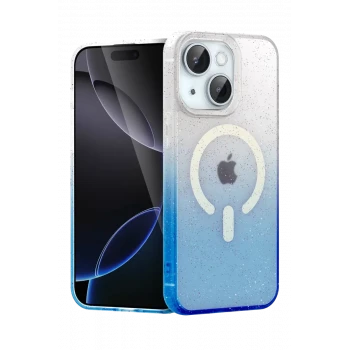 Newface Apple iPhone 15 Plus Pummel Shiny Magsafe Kapak - Mavi