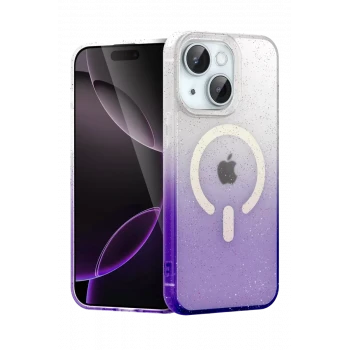 Newface Apple iPhone 15 Plus Pummel Shiny Magsafe Kapak - Mor