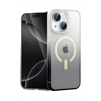 Newface Apple iPhone 15 Plus Pummel Shiny Magsafe Kapak - Siyah