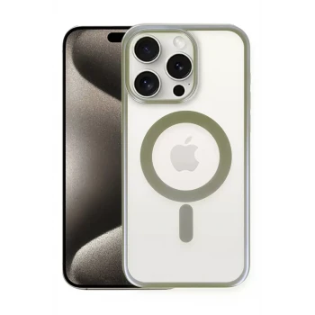 Newface Apple iPhone 15 Pro Kılıf Erozi Magsafe Kapak - Gri