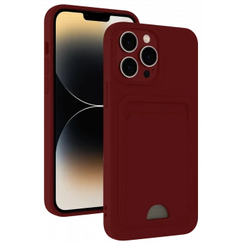 Newface Apple iPhone 15 Pro Kılıf Kelvin Kartvizitli Silikon - Bordo
