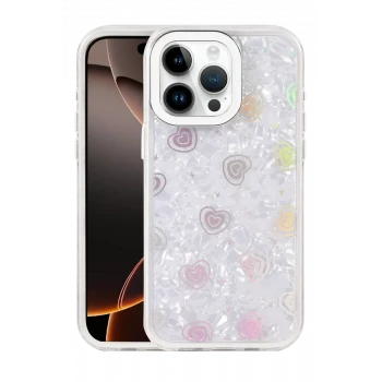 Newface Apple iPhone 15 Pro Lumi Desenli Kapak - Beyaz