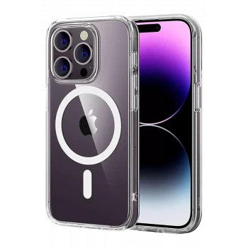 Newface Apple iPhone 15 Pro Max Combo Sert Şeffaf Magsafe Kapak - Şeffaf