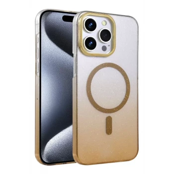 Newface Apple iPhone 15 Pro Max Glossy Magsafe Kapak - Çöl Titanyum