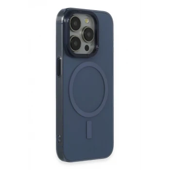 Newface Apple iPhone 15 Pro Max Kılıf Anka PC Magneticsafe Sert Metal Kapak - Lacivert