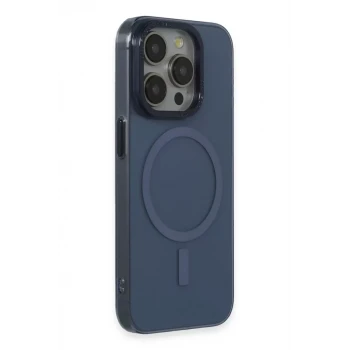 Newface Apple iPhone 15 Pro Max Kılıf Anka PC Magneticsafe Sert Metal Kapak - Lacivert