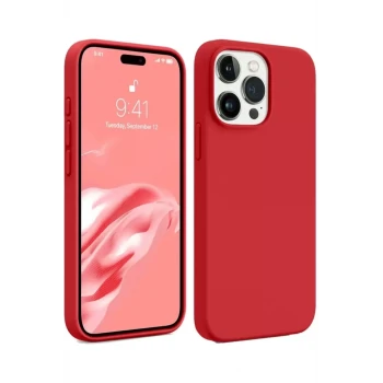 Newface Apple iPhone 15 Pro Max Kılıf First Silikon - Kırmızı