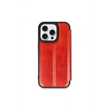 Newface Apple iPhone 15 Pro Max Kılıf Flip Cover - Kırmızı