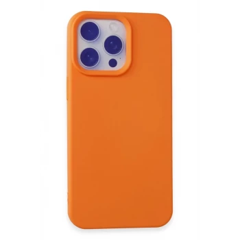Newface Apple iPhone 15 Pro Max Kılıf Nano içi Kadife Silikon - Turuncu