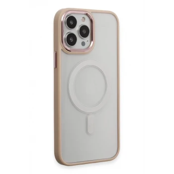 Newface Apple iPhone 15 Pro Max Kılıf Room Magneticsafe Silikon - Pudra