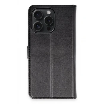 Newface Apple iPhone 15 Pro Max Kılıf Trend S Plus Kapaklı Kılıf - Siyah