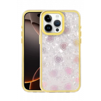 Newface Apple iPhone 15 Pro Max Lumi Desenli Kapak - Sarı