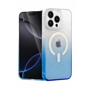 Newface Apple iPhone 15 Pro Max Pummel Shiny Magsafe Kapak - Mavi