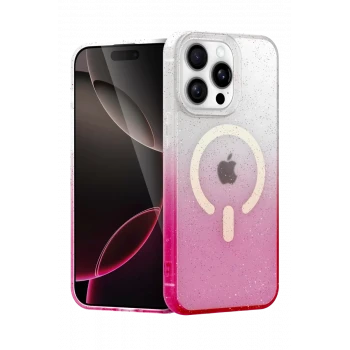 Newface Apple iPhone 15 Pro Max Pummel Shiny Magsafe Kapak - Pembe