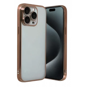 Newface Apple iPhone 15 Pro Max Razer Lensli Silikon - Çöl Titanyum