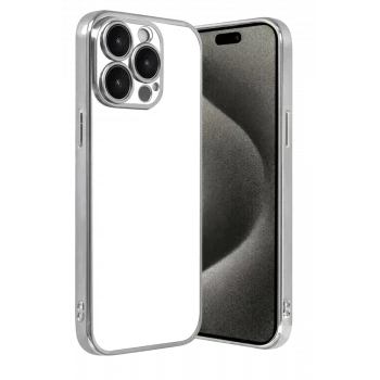 Newface Apple iPhone 15 Pro Max Razer Lensli Silikon - Gümüş
