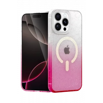 Newface Apple iPhone 15 Pro Pummel Shiny Magsafe Kapak - Pembe