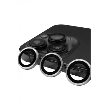 Newface Apple iPhone 15 Pro Raze Metal Kamera Lens - Gümüş