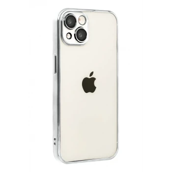 Newface Apple iPhone 15 Razer Lensli Silikon - Gümüş
