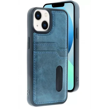 Newface Apple iPhone 15 Sara Kartvizitli Deri Kılıf - Lacivert