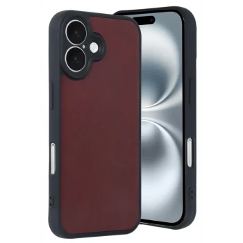 Newface Apple iPhone 16 Kılıf Aras Deri Kapak - Bordo