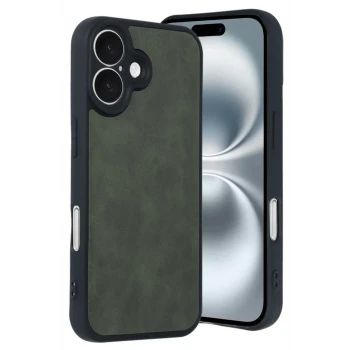 Newface Apple iPhone 16 Kılıf Aras Deri Kapak - Koyu Yeşil