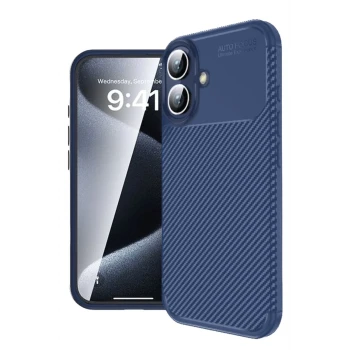 Newface Apple iPhone 16 Kılıf Auto Focus Karbon Kapak - Lacivert