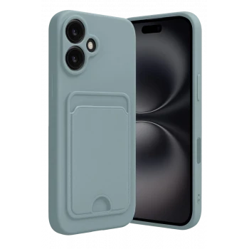Newface Apple iPhone 16 Kılıf Kelvin Kartvizitli Silikon - Açık Yeşil