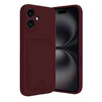 Newface Apple iPhone 16 Kılıf Kelvin Kartvizitli Silikon - Bordo