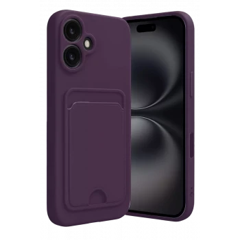 Newface Apple iPhone 16 Kılıf Kelvin Kartvizitli Silikon - Derin Mor