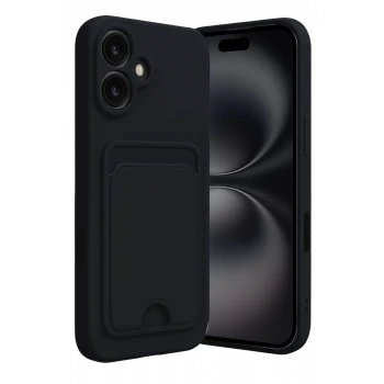 Newface Apple iPhone 16 Kılıf Kelvin Kartvizitli Silikon - Siyah