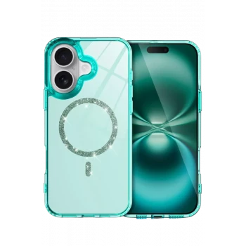 Newface Apple iPhone 16 Live Diamond Magsafe Kapak - Yeşil