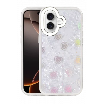 Newface Apple iPhone 16 Lumi Desenli Kapak - Beyaz