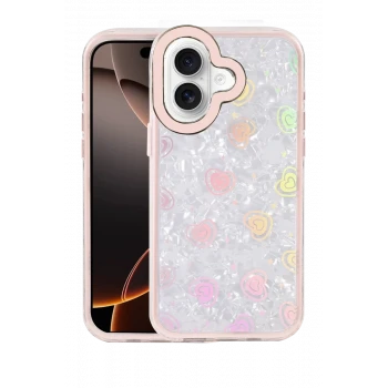Newface Apple iPhone 16 Lumi Desenli Kapak - Pembe