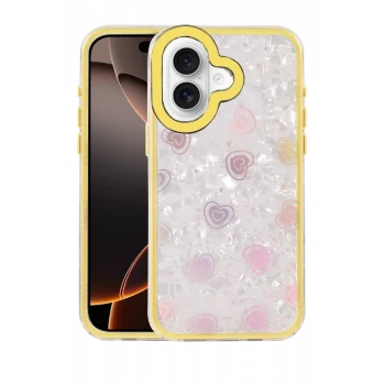 Newface Apple iPhone 16 Lumi Desenli Kapak - Sarı