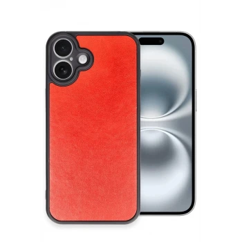 Newface Apple iPhone 16 Plus Kılıf Aras Deri Kapak - Kırmızı