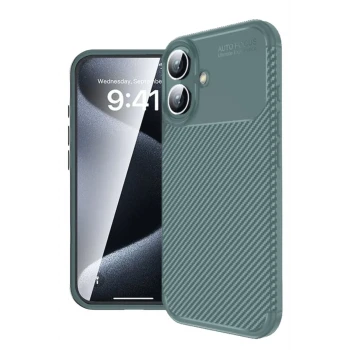 Newface Apple iPhone 16 Plus Kılıf Auto Focus Karbon Kapak - Koyu Yeşil