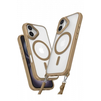 Newface Apple iPhone 16 Plus Kılıf Enka Magsafe Silikon Kılıf - Desert