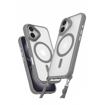 Newface Apple iPhone 16 Plus Kılıf Enka Magsafe Silikon Kılıf - Titan Gri