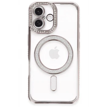 Newface Apple iPhone 16 Plus Kılıf Joke Simli Magneticsafe Kılıf - Pembe