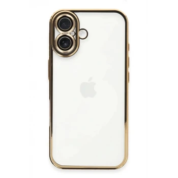 Newface Apple iPhone 16 Plus Kılıf Razer Lensli Silikon - Gold