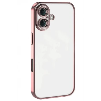 Newface Apple iPhone 16 Plus Kılıf Razer Lensli Silikon - Pembe